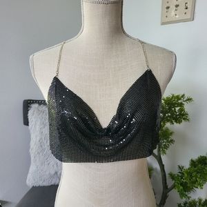 Metal Mesh Halter Top